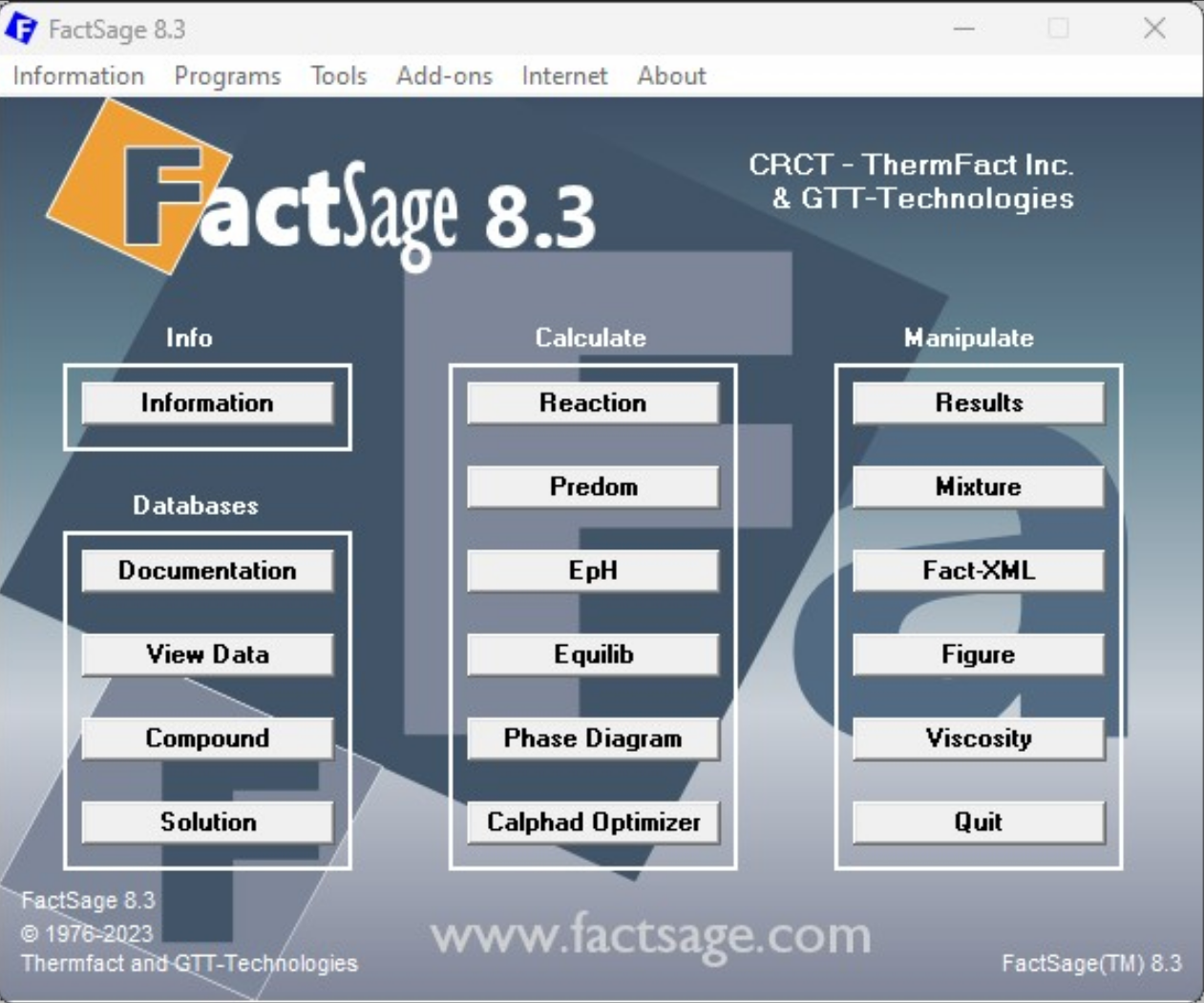 FactSage System Requirements